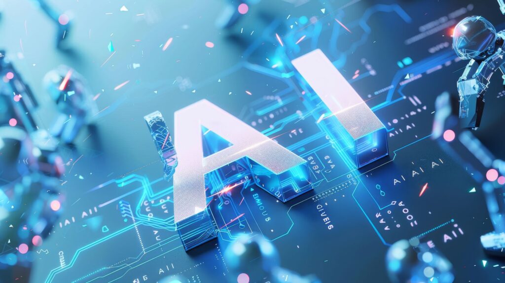 Illustration letters ai with robots digital circuitry highlighting advancements art